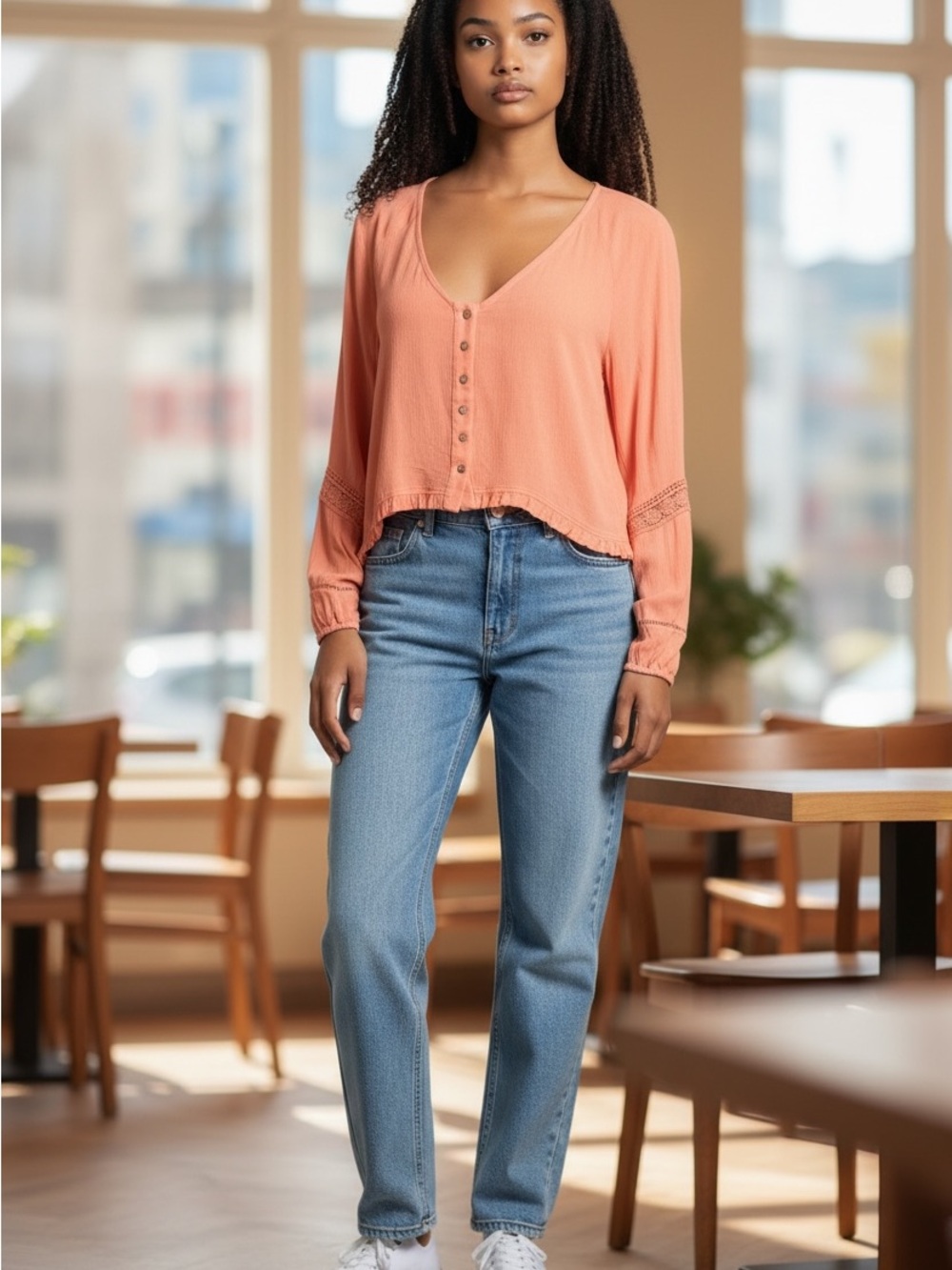 Newbury Kustom Lg NWT Pink Puff Sleeve Crop Blouse